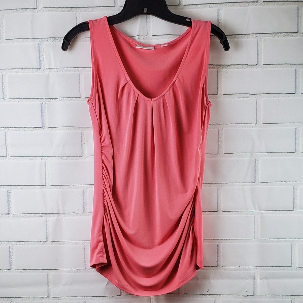 New York & Company Sleeveless Top Pleats Ruching S